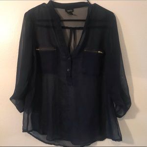 Rue21 Navy Zipper Blouse